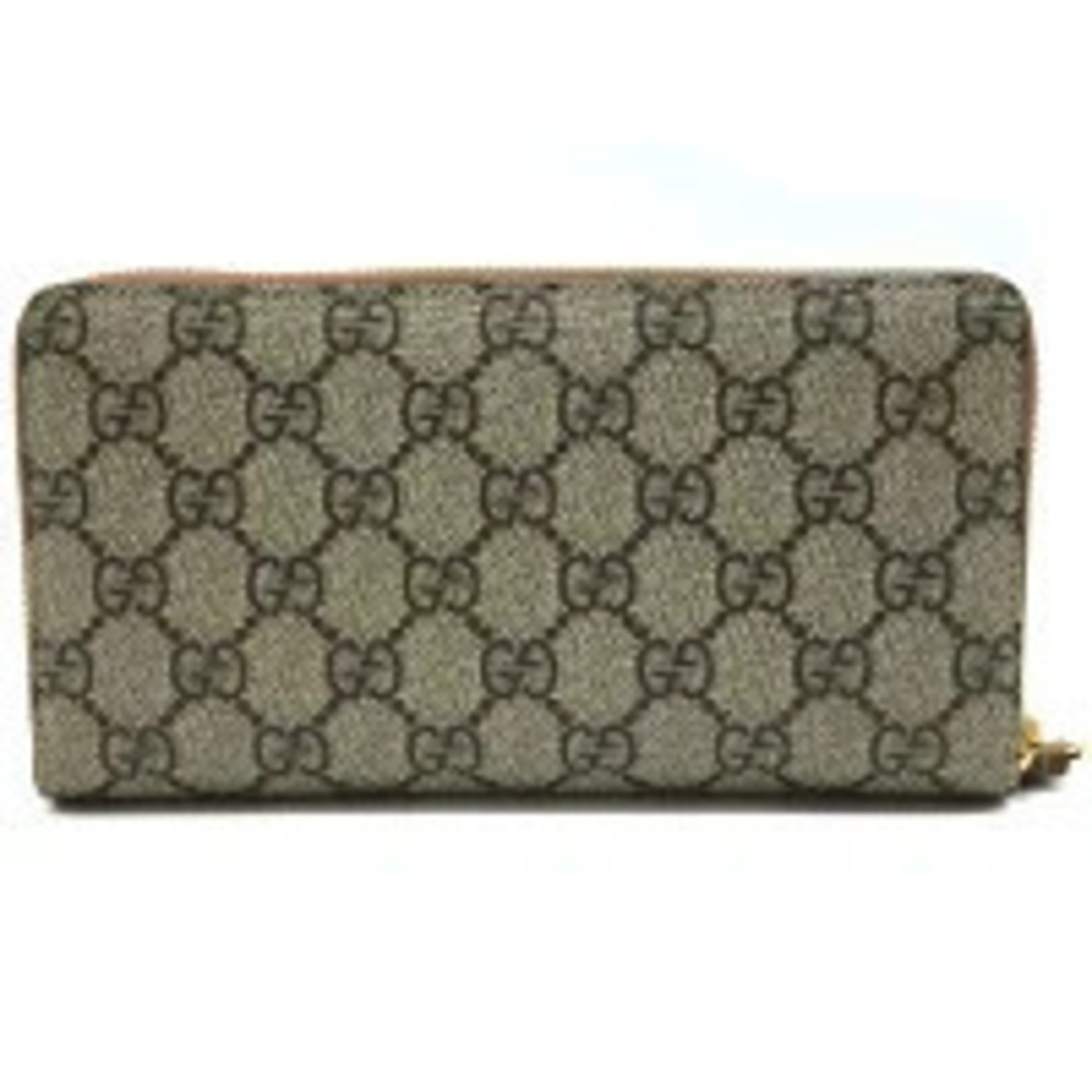 Gucci Multicolor Wallet Zipper Embroidered Supreme GG Beige Round Long